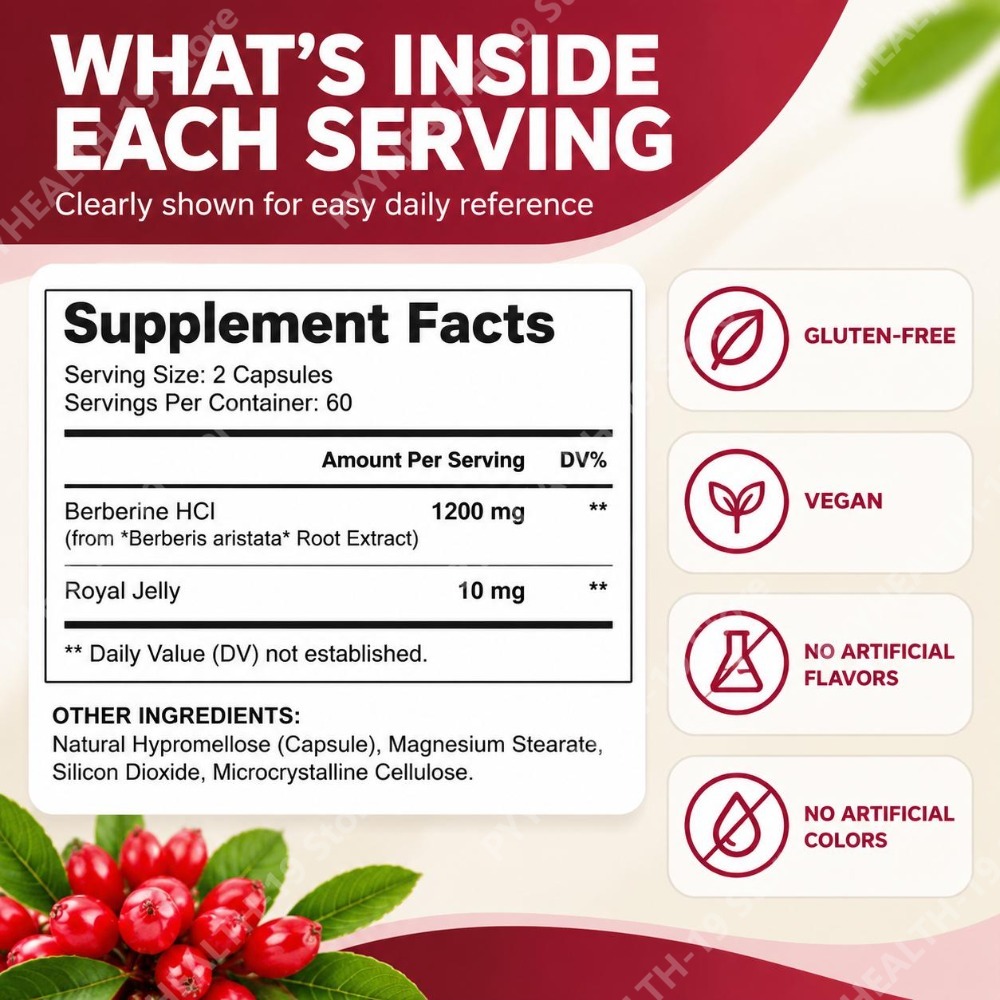 Berberine 1200 mg met koningin - Berberine Hcl Capsule recensie en prijs