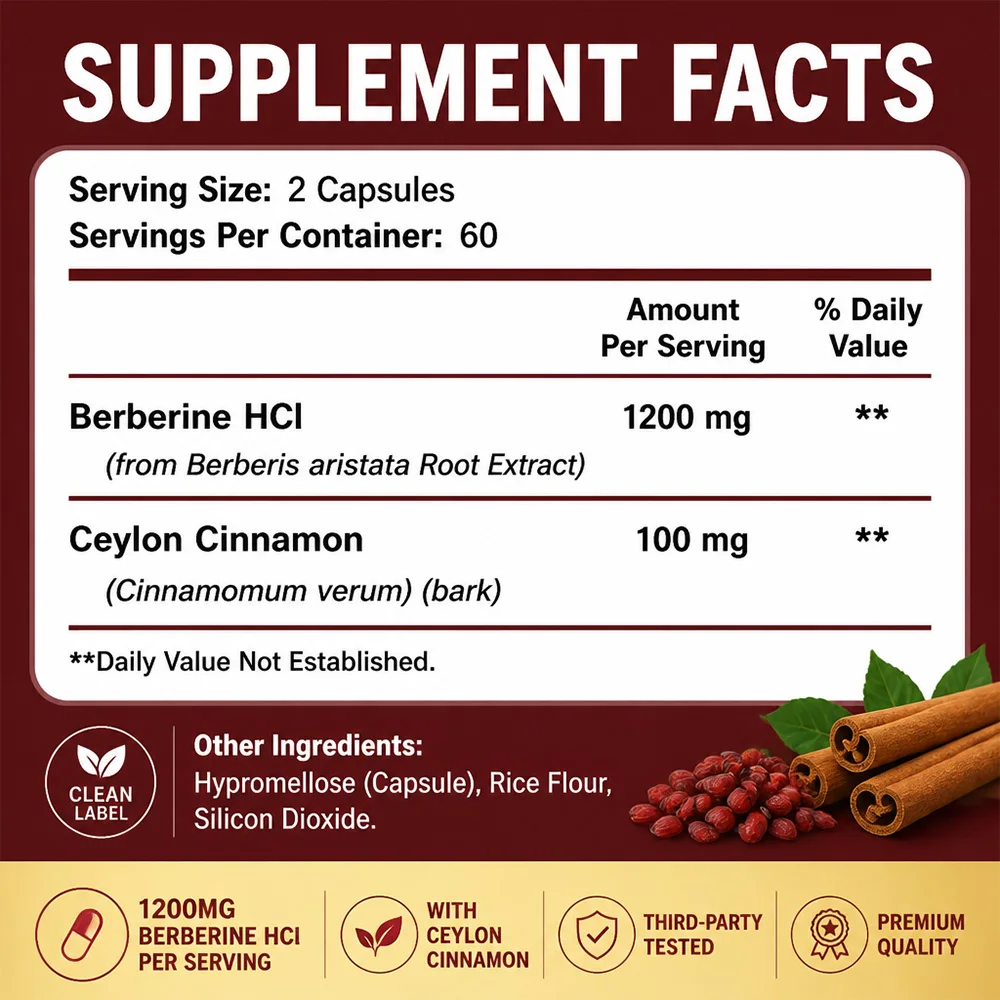 1200 mg Berberine HCl-suppleme - Berberine Hcl Capsule recensie en prijs